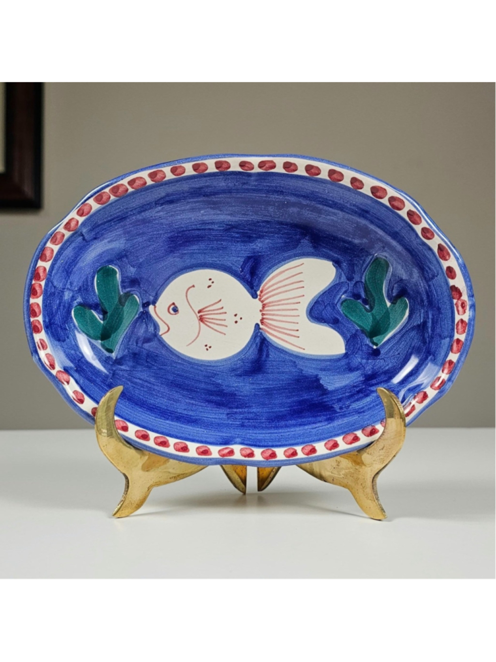 VIETRI Campagna Pesce Olive Oil Dipping Bowl Solimene Italy Fish Ceramic EUC